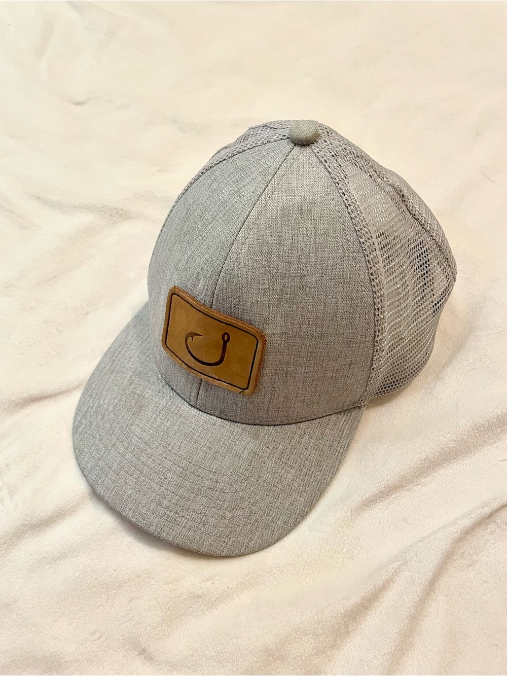 Gray AVID Hat with Leather Hook Detail